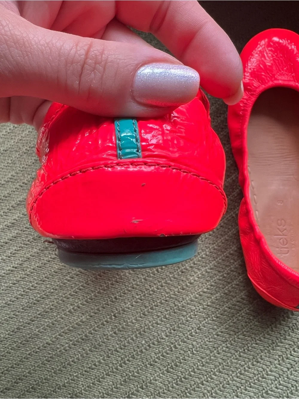 Tieks Women's Patent Red Ballet Flats - Picture 8 of 9